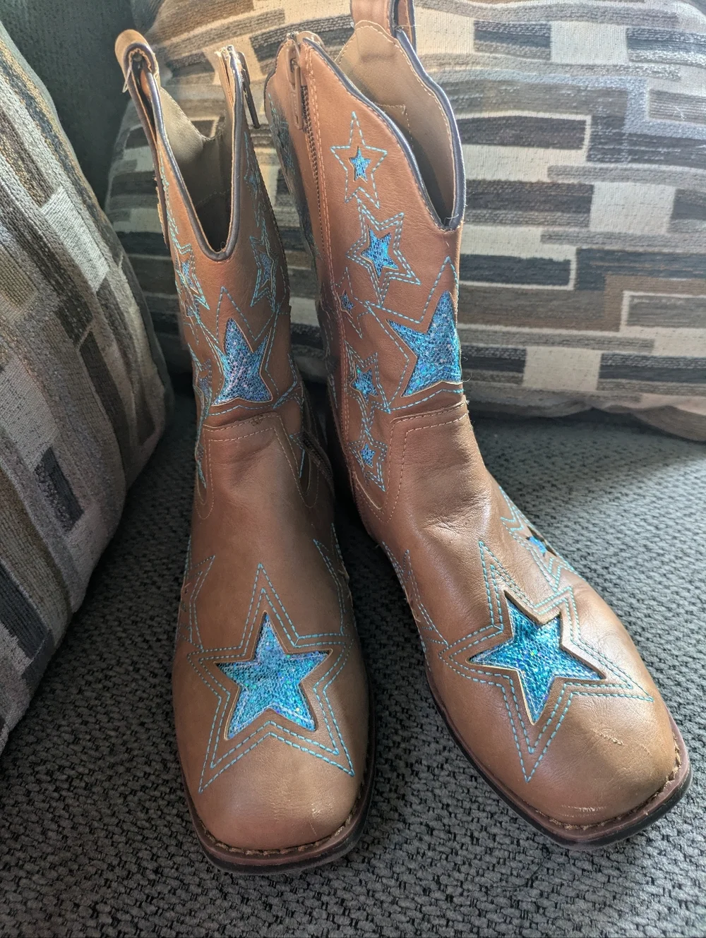 ⭐ Stellar Wonder Nation Blue Glitter Star Cowboy‎ Western Sequin Boots